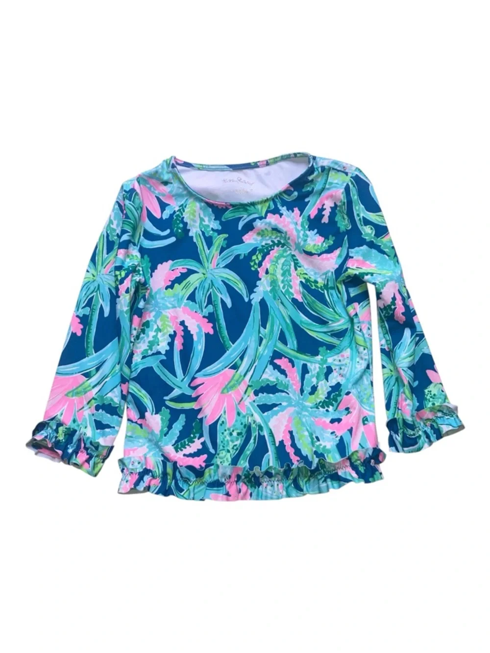 Lilly Pulitzer Navy with Pink & Aqua Floral Swim Top